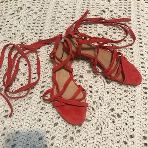 Madewell Holly Ankle Wrap Red Sandals 7